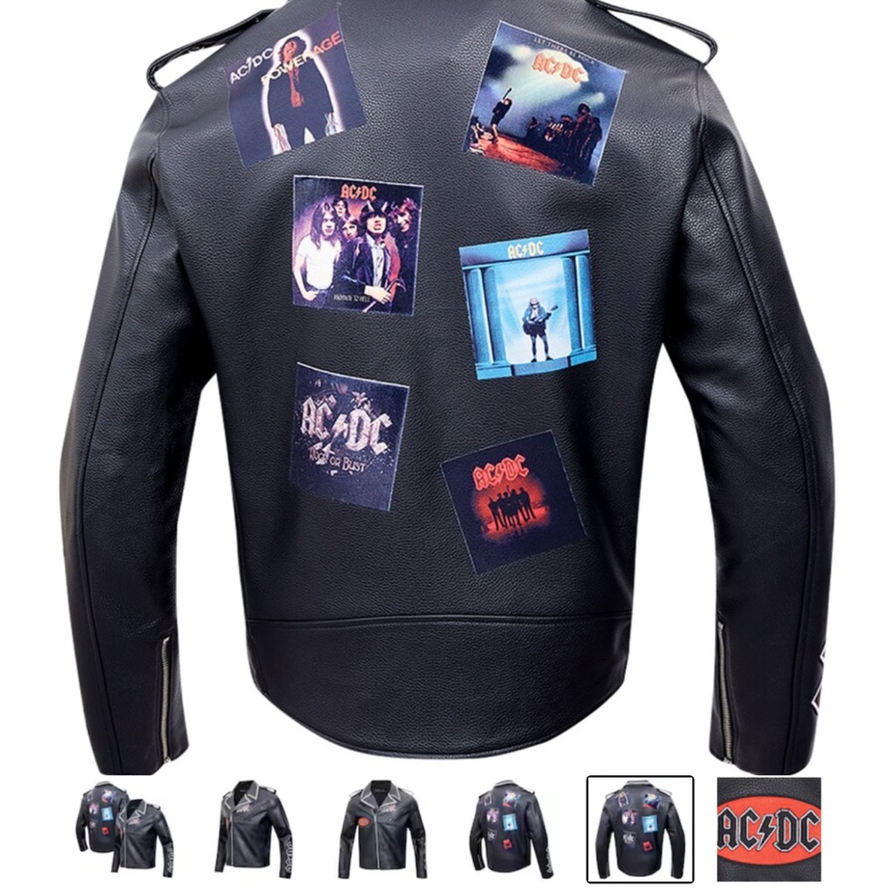 AC/DC Black Leather Jacket for Men - Picture 6 of 7